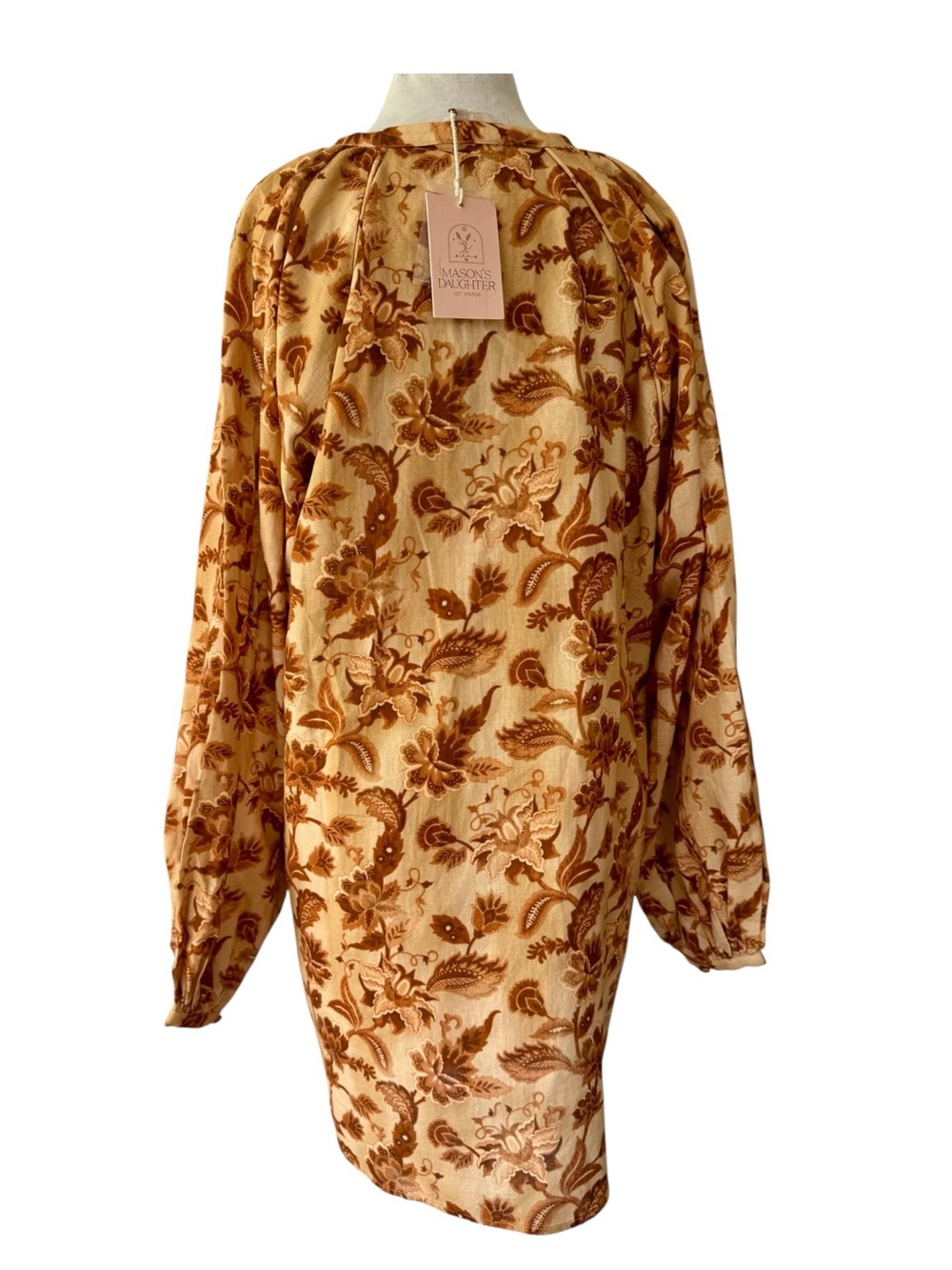 NWT Mason’s Daughter Lyndsey Zorich Floral Mini Dress XL Linen Balloon Sleeve - Picture 6 of 9